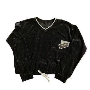 Juicy Couture Pitch Black Lurex Velour Pullover Size Medium NWT